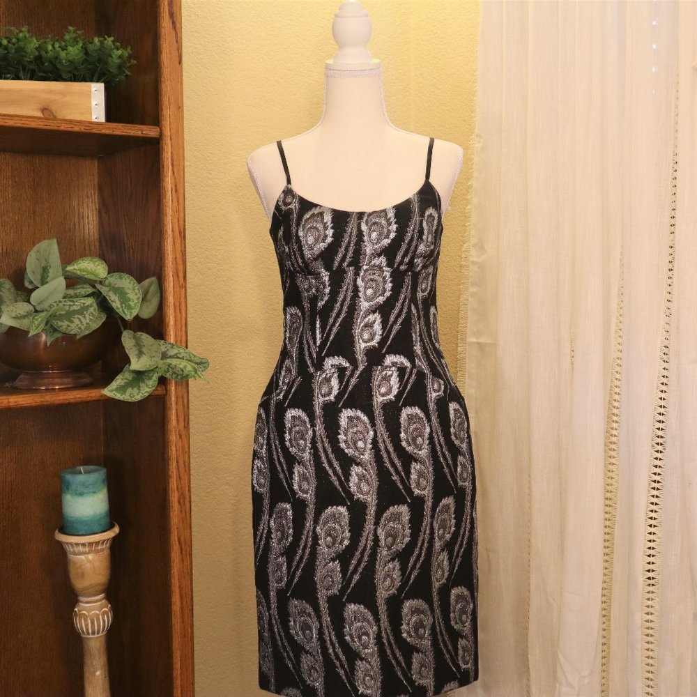 TRINA TURK Black & Silver Embroidered Dress size 4